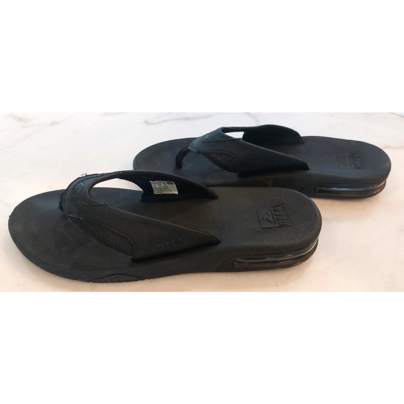 REEF BLACK BOTTLE OPENER FLIP FLOP THONG SANDALS, MENS SIZE 12 - Picture 9 of 10